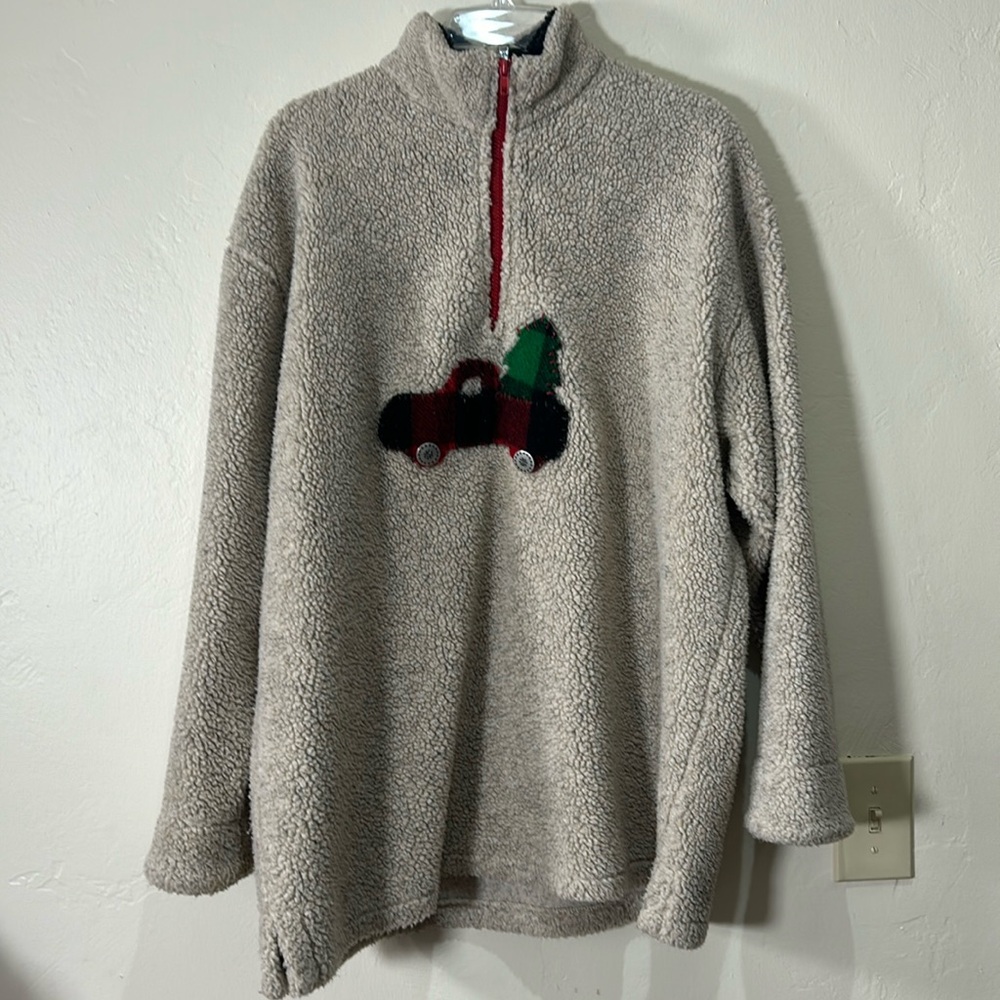 Tasha Polizzi For TP Saddleblanket And Co Fleece Quarter Zip Xmas Top